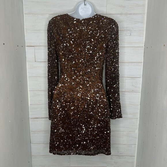 Shail K. Womens Sequin Cocktail Prom Mini Bodycon Dress Long Sleeves Size 2 - Picture 4 of 10